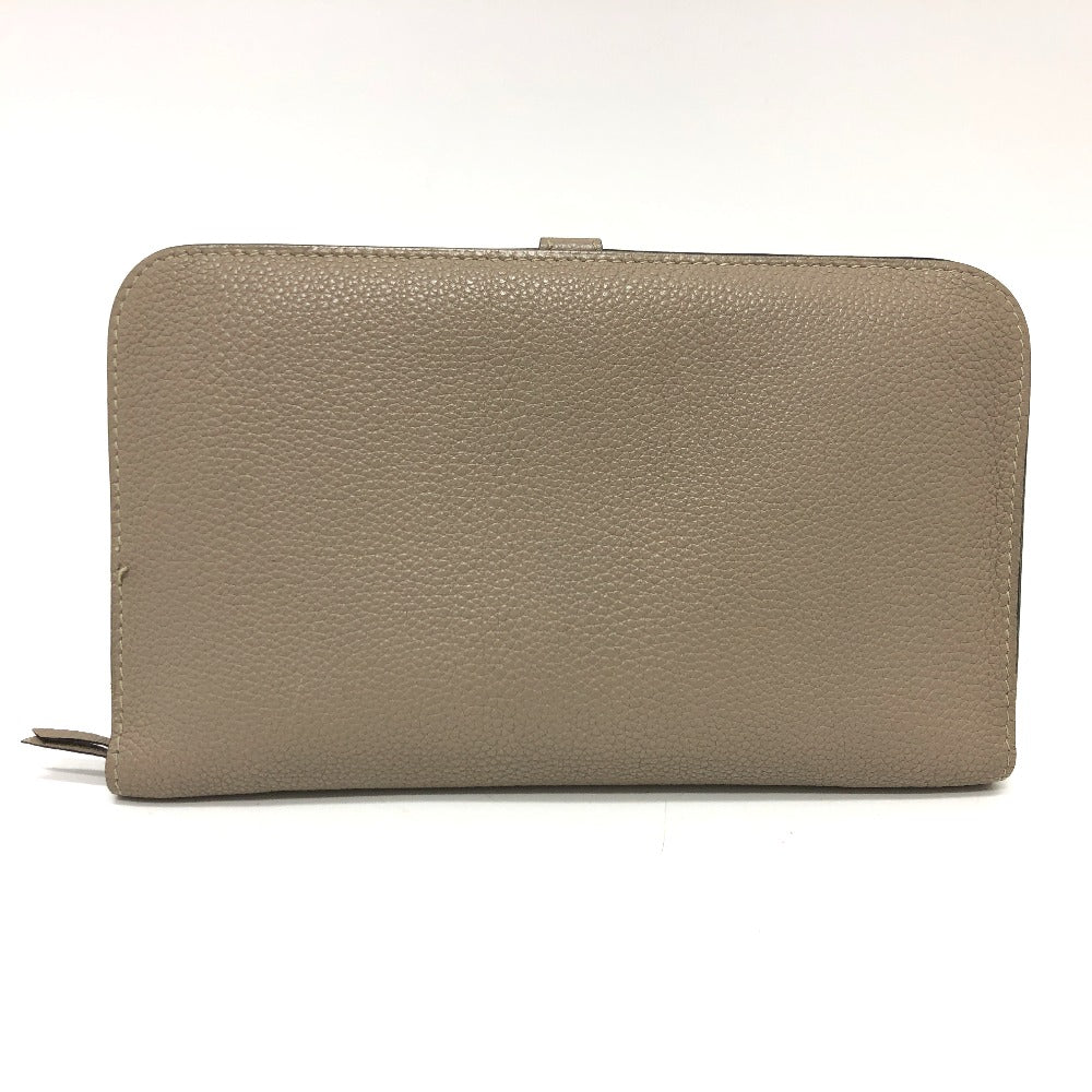 HERMES Dogon GM Long Wallet, Togo, Women's, Asphalt, Beige