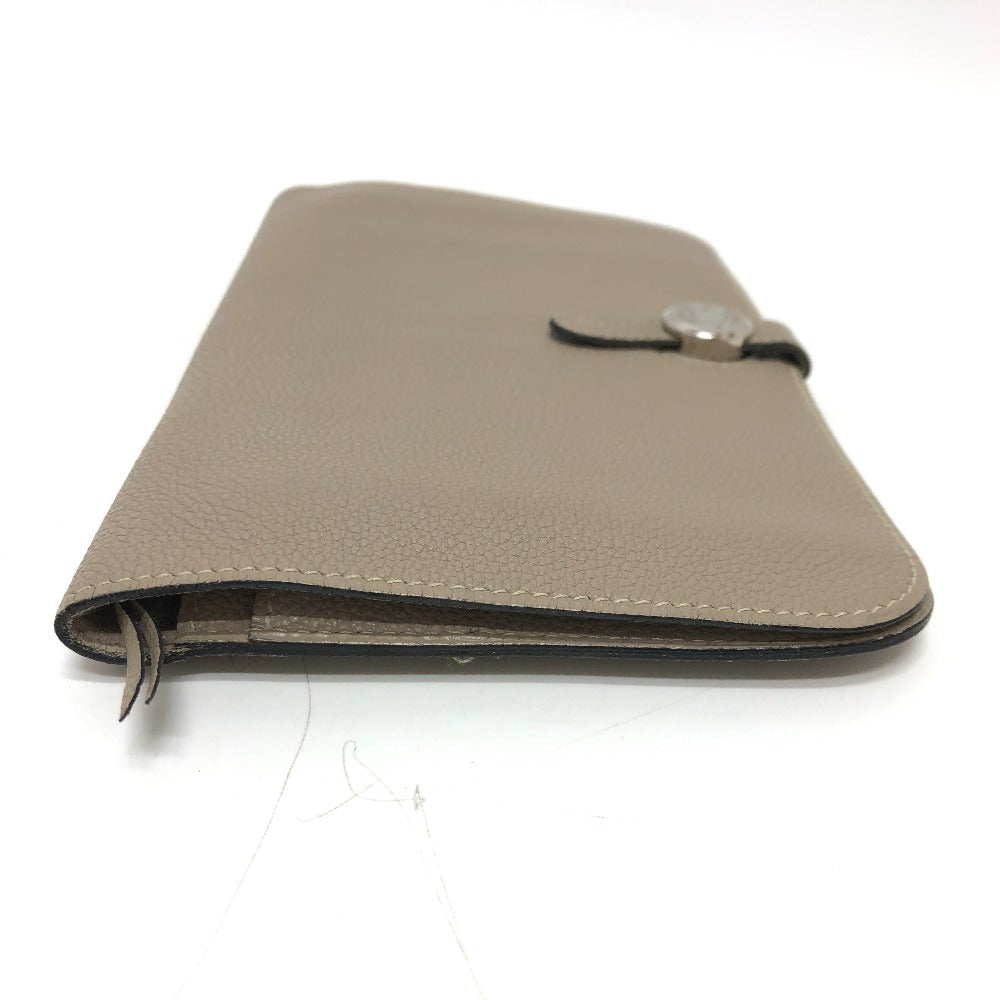 HERMES Dogon GM Long Wallet, Togo, Women's, Asphalt, Beige
