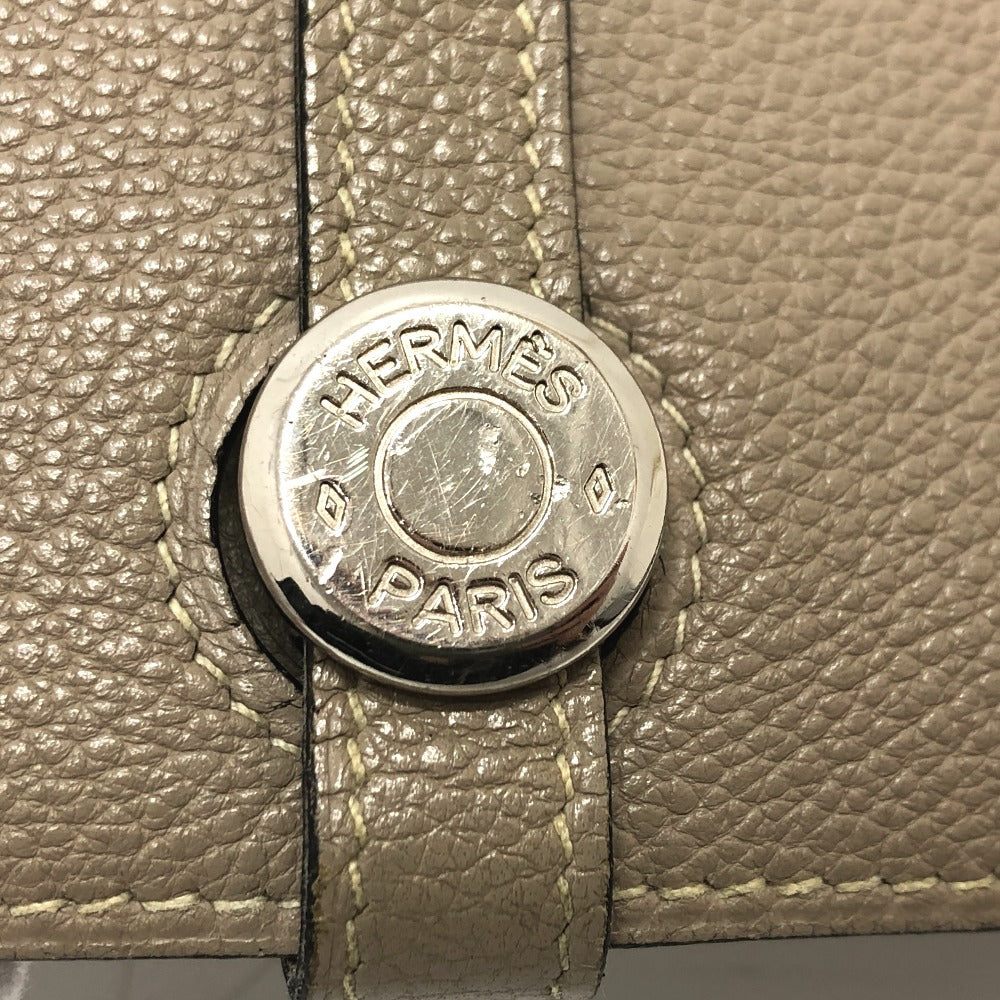 HERMES Dogon GM Long Wallet, Togo, Women's, Asphalt, Beige