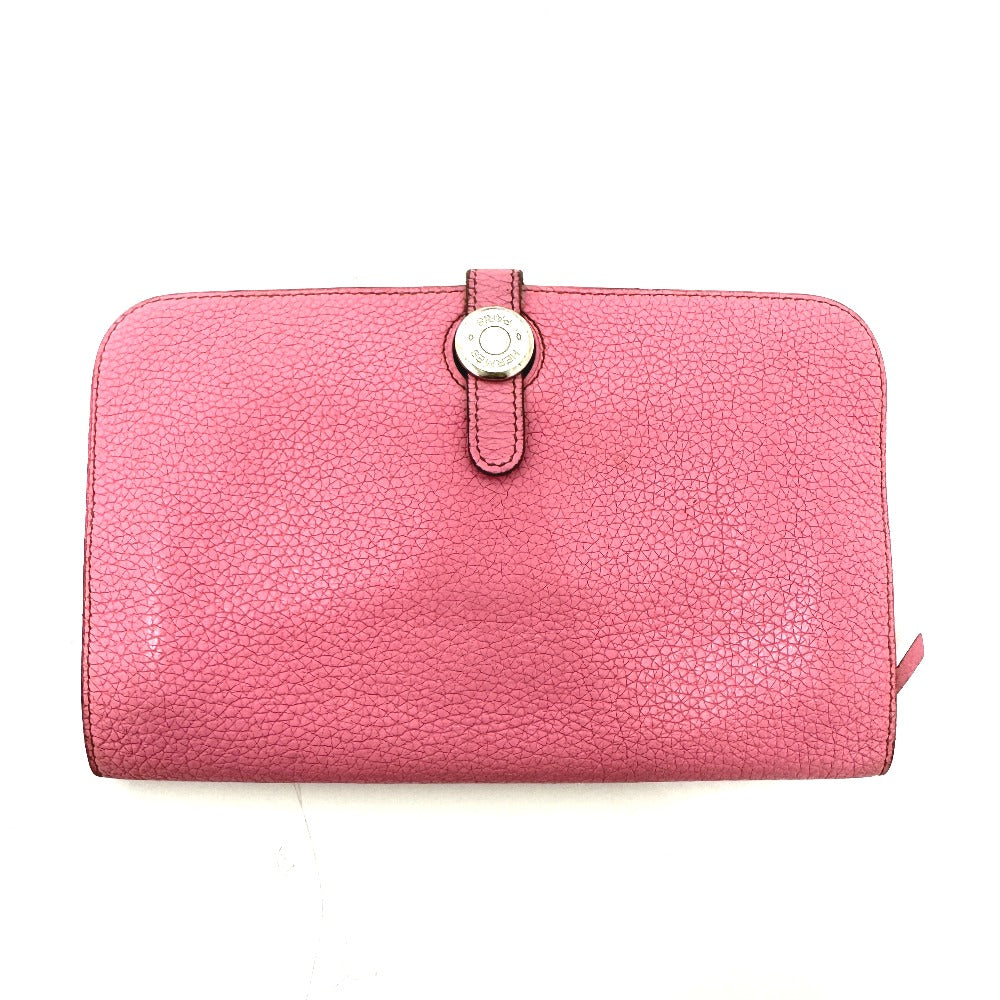 HERMES Dogon GM Dogon GM Wallet, Long Wallet, Taurillon Clemence Leather, Women's, Pink
