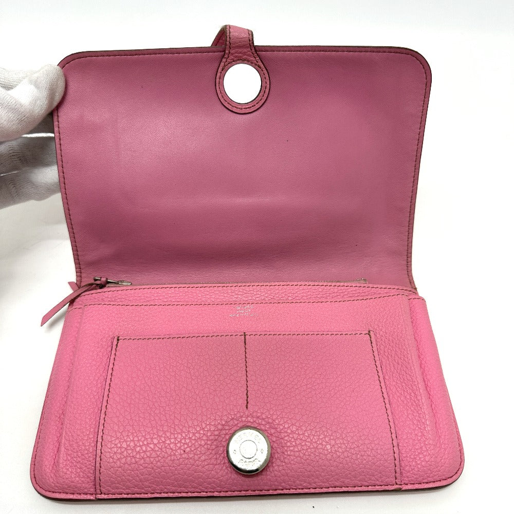 HERMES Dogon GM Dogon GM Wallet, Long Wallet, Taurillon Clemence Leather, Women's, Pink
