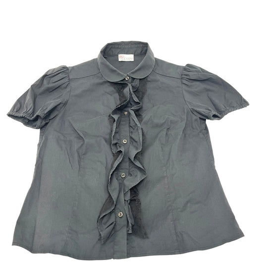 RED VALENTINO レース アパレル ブラウス シャツ トップス パフスリーブ 半袖Ｔシャツ コットン レディース ブラック