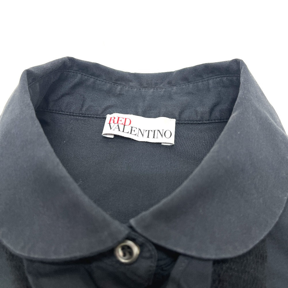RED VALENTINO Women's Black Cotton Lace Blouse/Shirt with Puff Sleeves