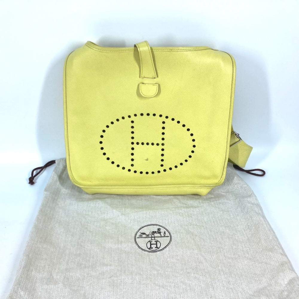 HERMES 斜め掛け カバン エブリン3 GM パンチングロゴ ショルダーバッグ エプソン レディース ライム イエロー