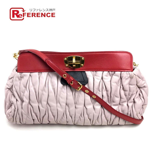 MIUMIU 肩掛け ショルダーバッグ マテラッセ カバン クラッチバッグ 斜め掛けショルダー ハンドバッグ レザー レディース ライトピンク