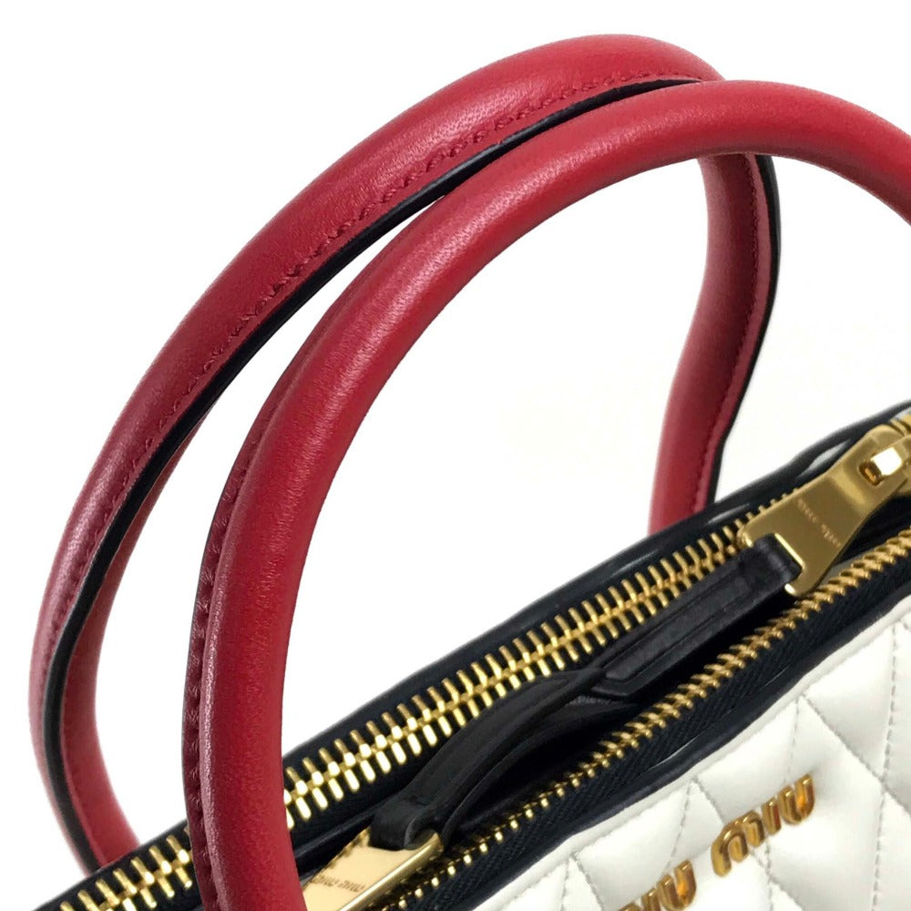 MIUMIU バイカー マテラッセ カバン ハンドバッグ ショルダーバッグ 斜め掛け ハンドバッグ ナッパレザー レディース ホワイト