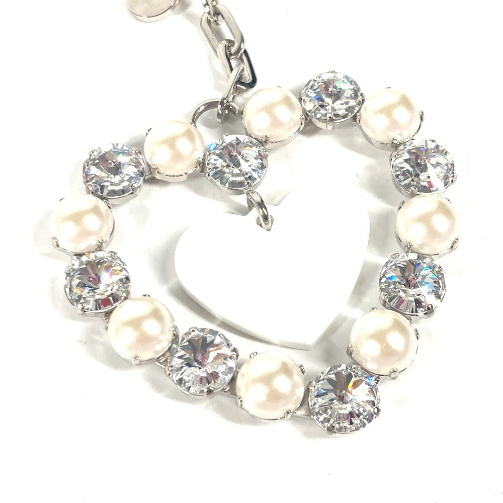 MIUMIU ラインストーン ハート バッグチャーム キーホルダー メタル レディース シルバー - brandshop-reference