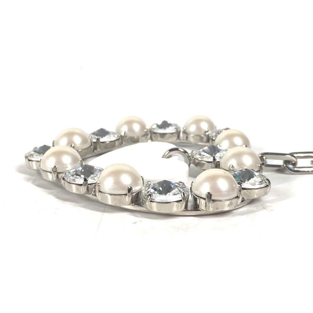 MIUMIU ラインストーン ハート バッグチャーム キーホルダー メタル レディース シルバー - brandshop-reference