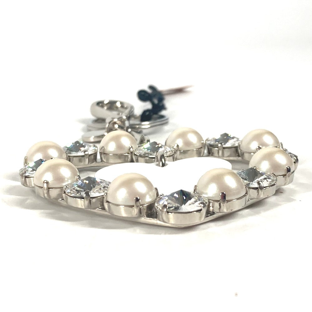 MIUMIU ラインストーン ハート バッグチャーム キーホルダー メタル レディース シルバー - brandshop-reference