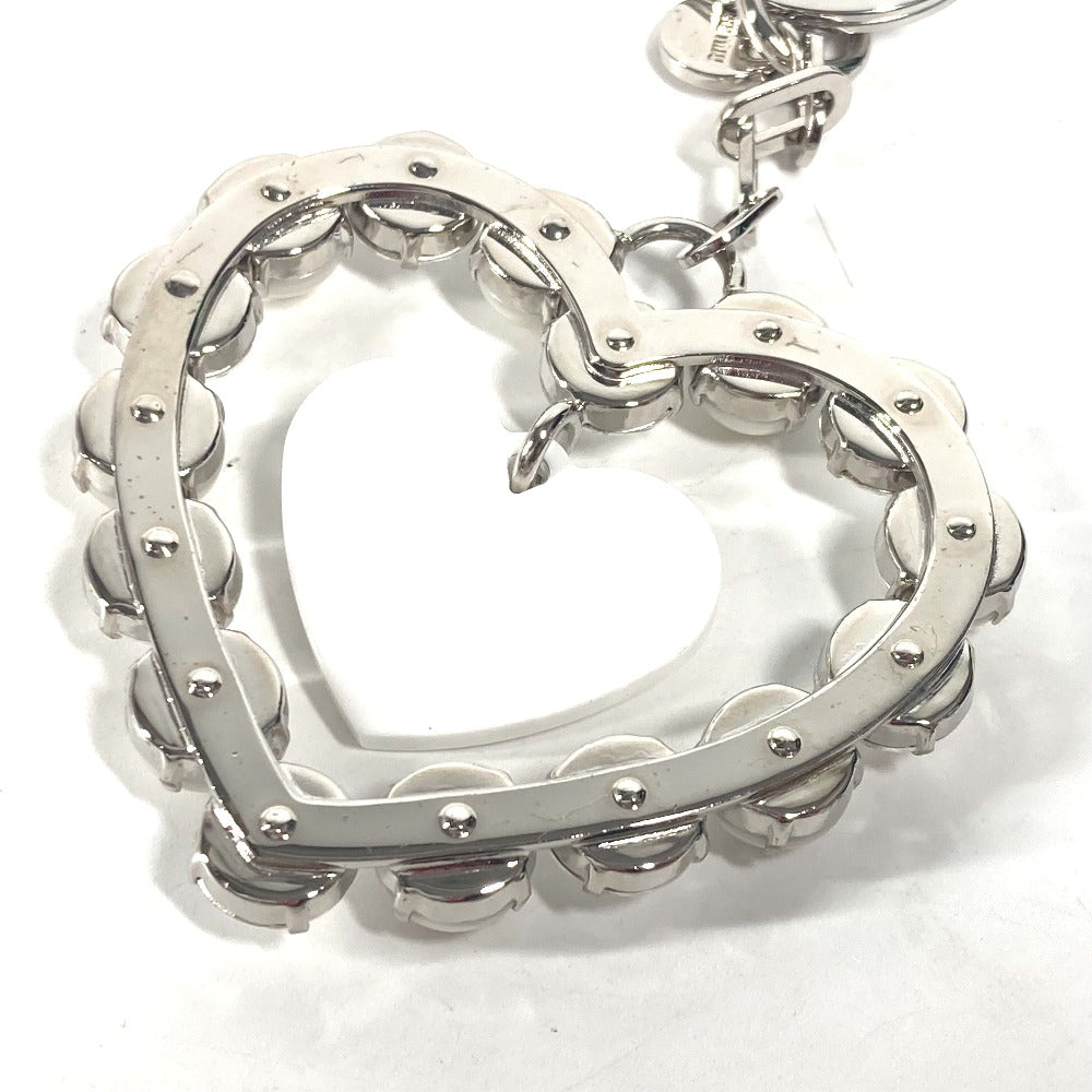 MIUMIU ラインストーン ハート バッグチャーム キーホルダー メタル レディース シルバー - brandshop-reference
