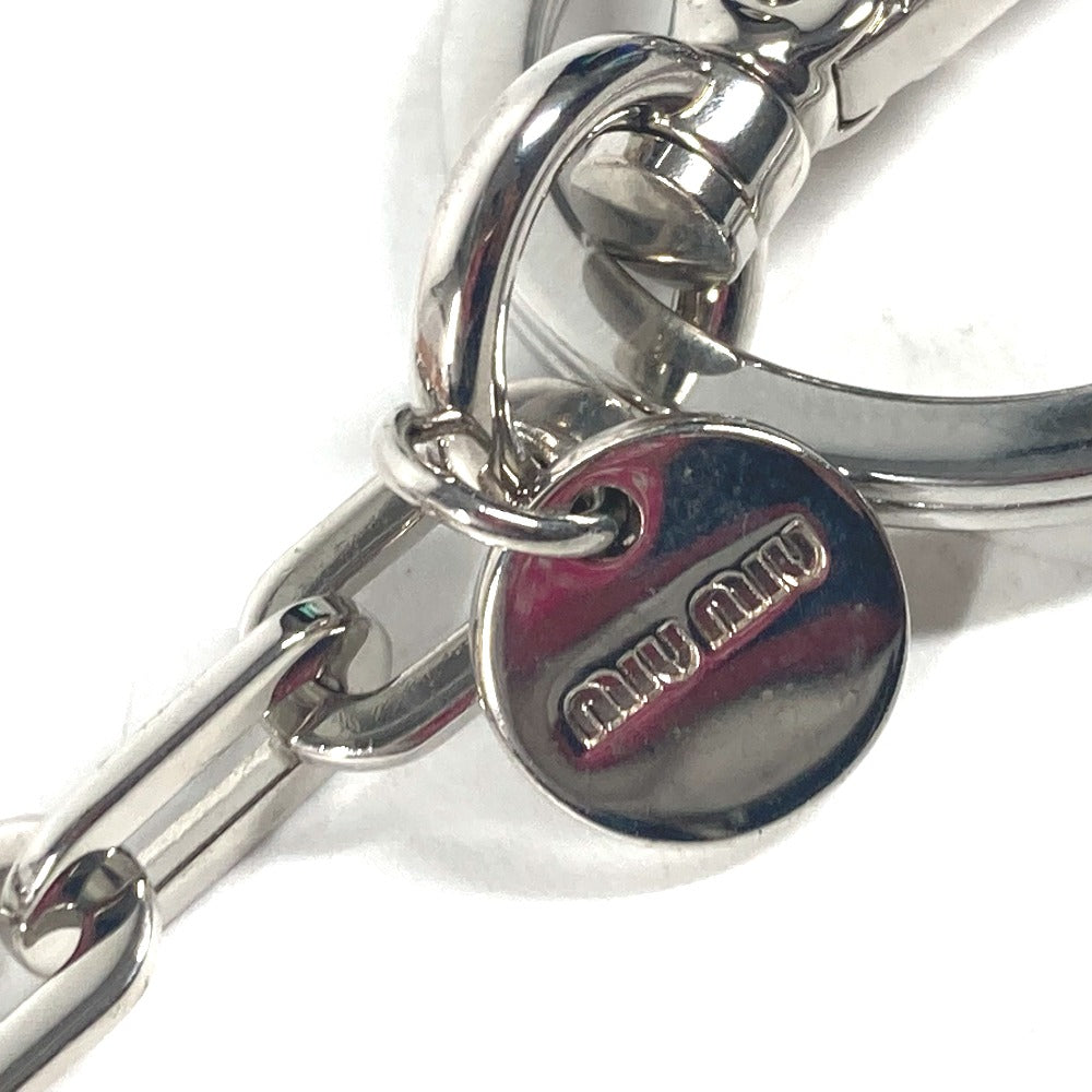 MIUMIU ラインストーン ハート バッグチャーム キーホルダー メタル レディース シルバー - brandshop-reference
