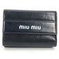 MIUMIU 5ML014 バイカラー ロゴ コンパクトウォレット 3つ折り財布 レザー レディース ブラック