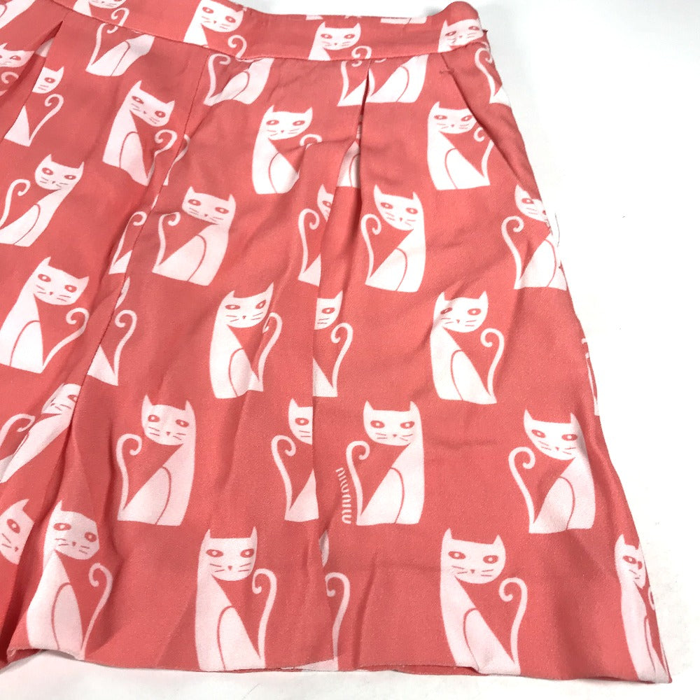 MIUMIU MP1012 Two-Tone Cat Animal Print Shorts, Viscose, Women's, Pink