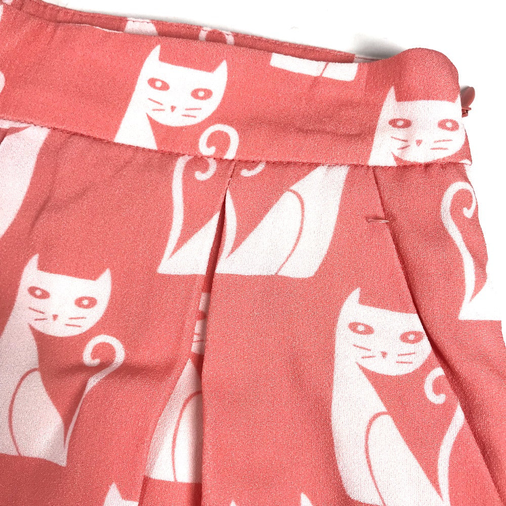 MIUMIU MP1012 Two-Tone Cat Animal Print Shorts, Viscose, Women's, Pink