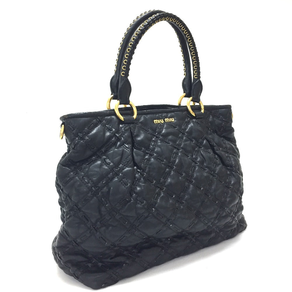 MIUMIU Quilted Bag, 2-Way Shoulder Bag/Handbag, PVC, Unisex, Black