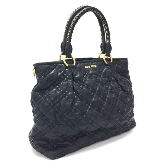 MIUMIU キルティング カバン 2WAY ショルダーバッグ ハンドバッグ PVC ユニセックス ブラック