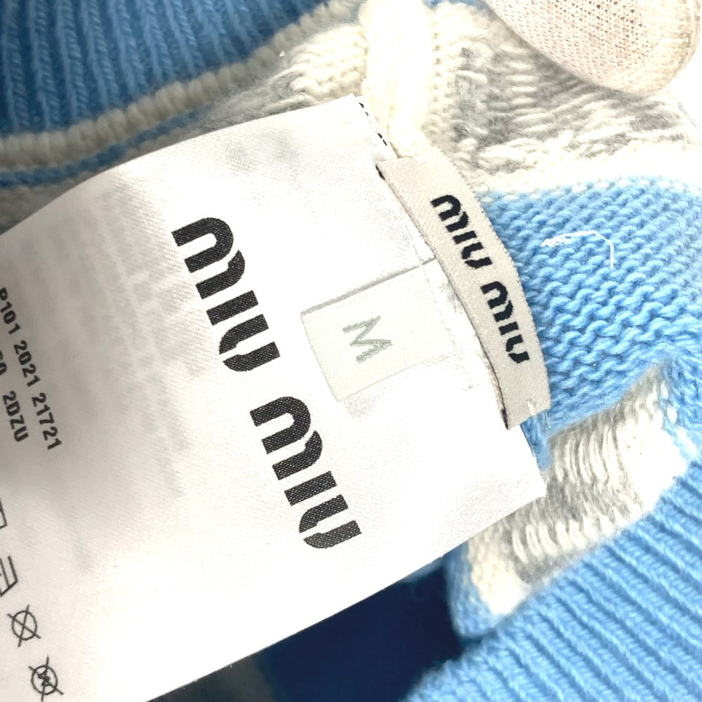 MIUMIU 5HC260 ビーニー 帽子 ニット帽 ニットキャップ ロゴ ニット帽 ウール レディース ブルー
