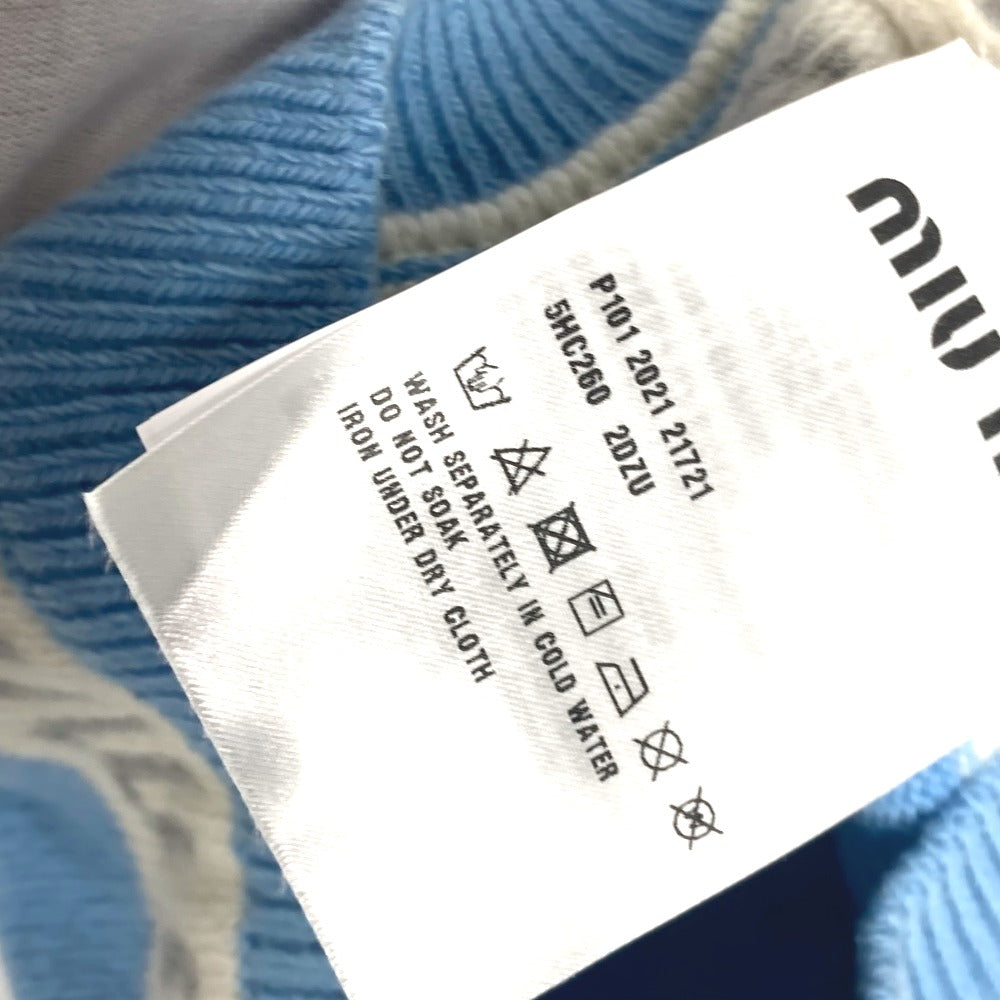 MIUMIU 5HC260 ビーニー 帽子 ニット帽 ニットキャップ ロゴ ニット帽 ウール レディース ブルー