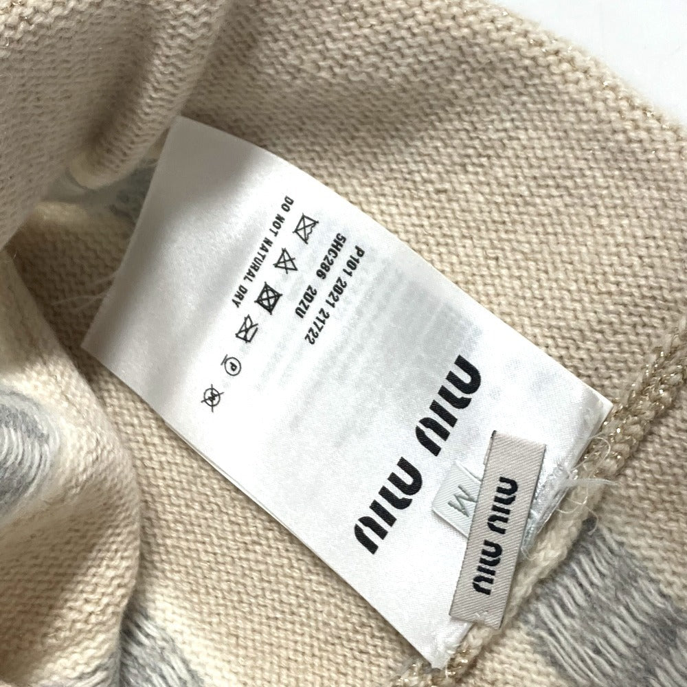 MIUMIU 5HC286 ロゴ ビーニー 帽子 ニット帽 ニットキャップ ニット帽 ウール/カシミヤ レディース ホワイト