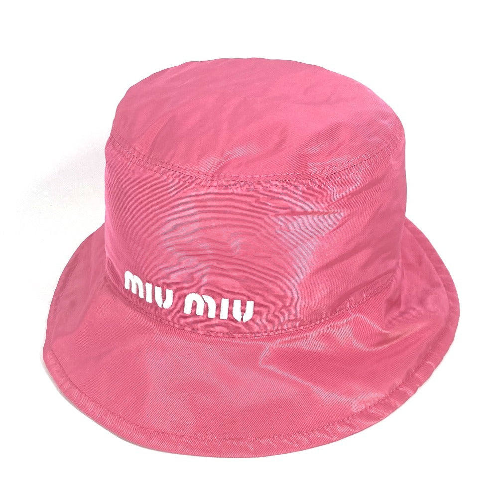 MIUMIU 5HC196 ロゴ ハット帽 帽子 バケットハット ボブハット ハット ポリエステル レディース ピンク