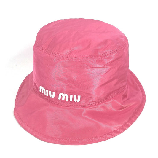 MIUMIU 5HC196 ロゴ ハット帽 帽子 バケットハット ボブハット ハット ポリエステル レディース ピンク