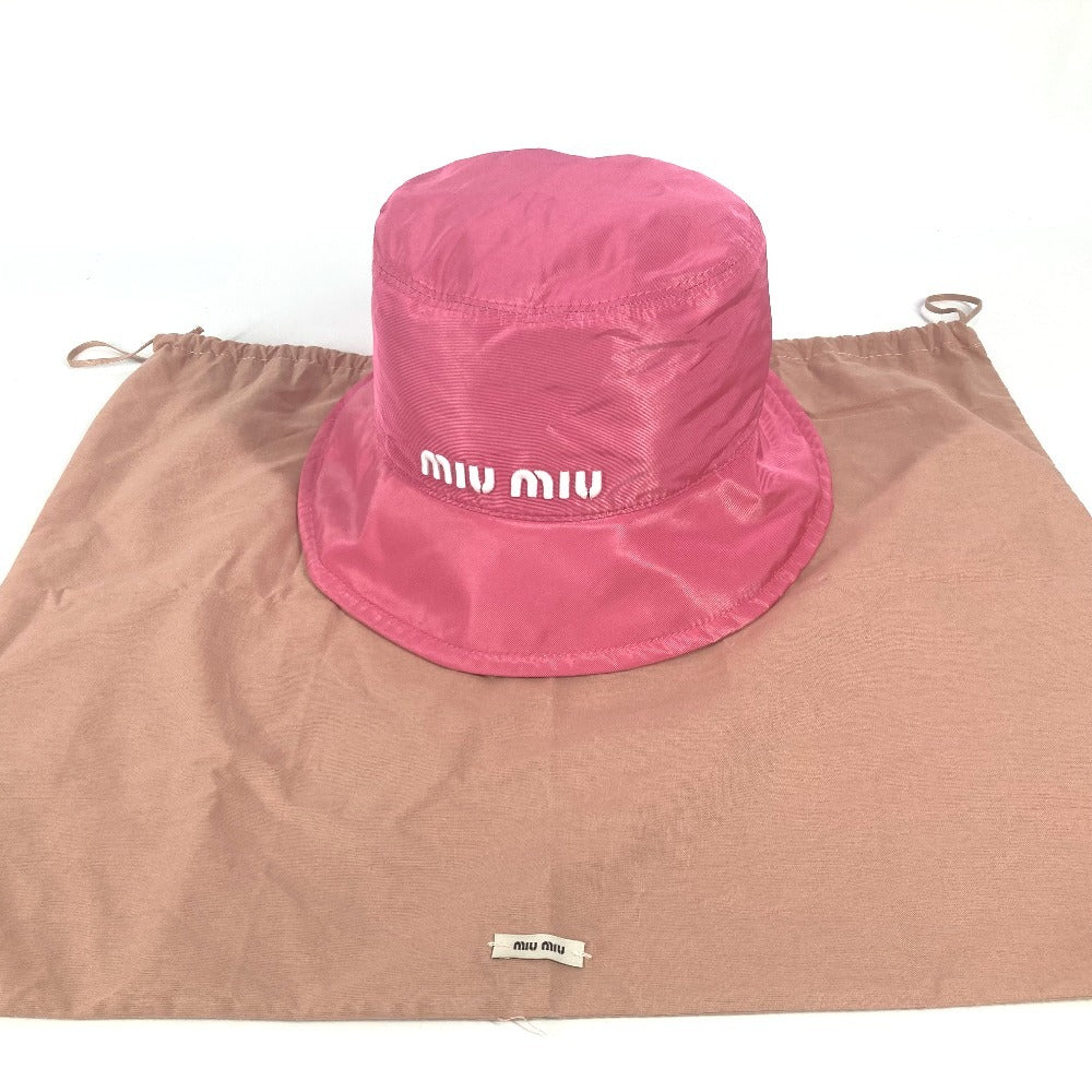 MIUMIU 5HC196 ロゴ ハット帽 帽子 バケットハット ボブハット ハット ポリエステル レディース ピンク