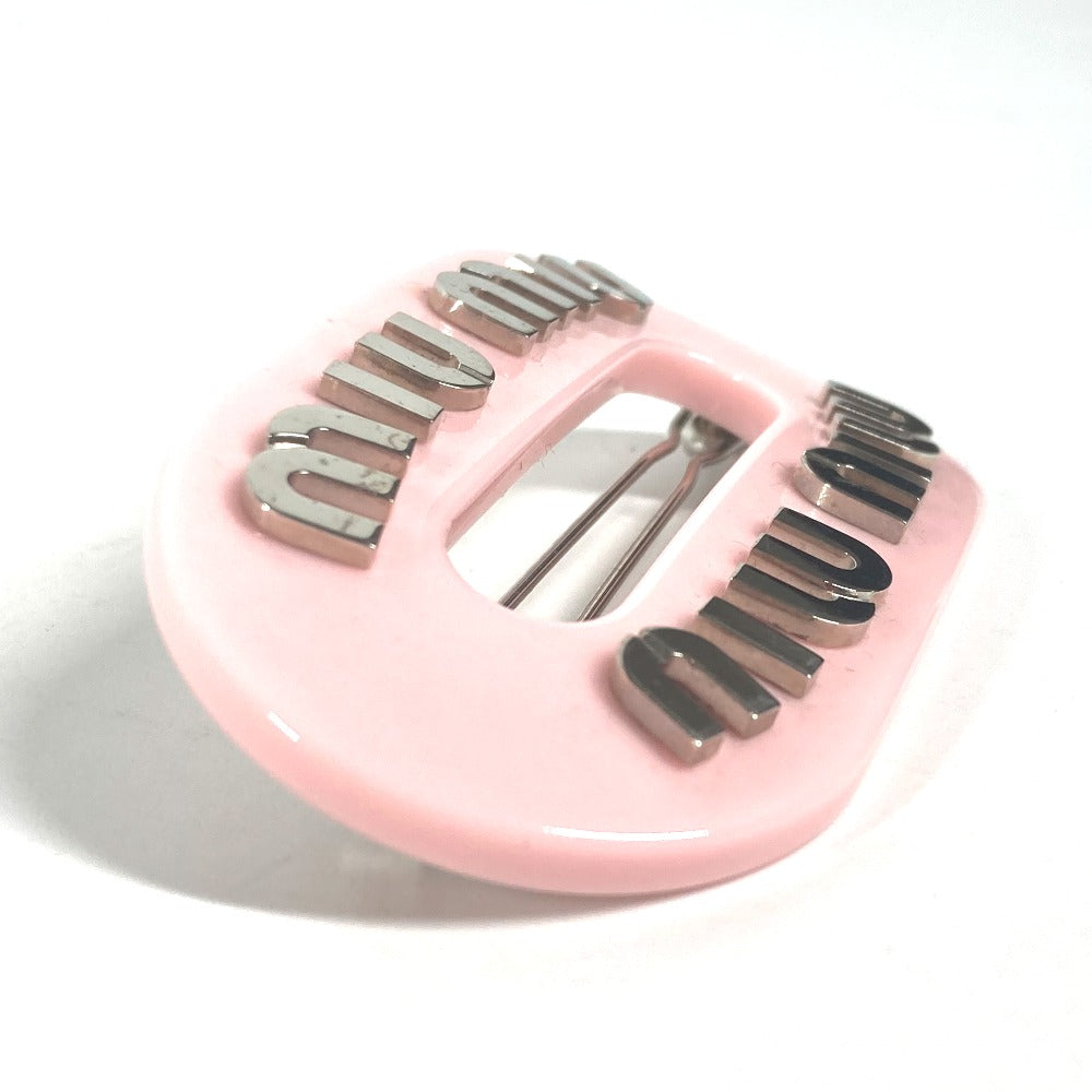 MIUMIU ヘアピン ロゴ ラインストーン ヘアアクセサリー バレッタ プラスチック レディース ピンク - brandshop-reference