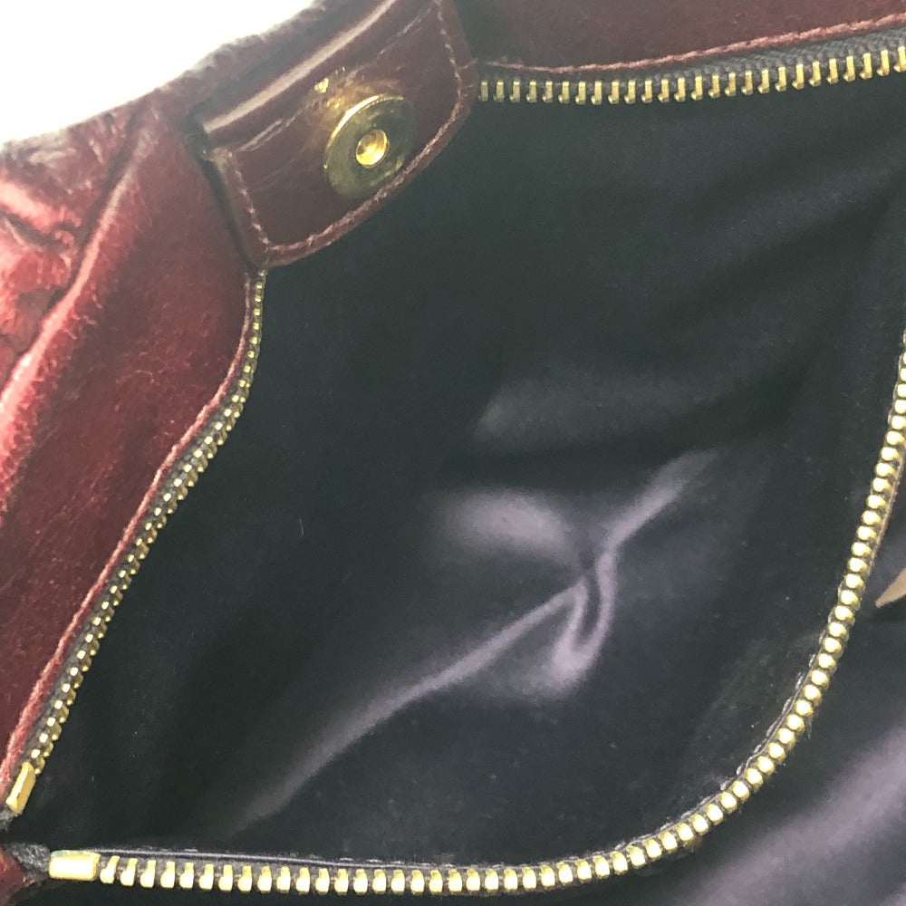 MIUMIU RT0383 ヴィッテロルクス カバン ギャザー ロゴ ハンドバッグ レザー レディース レッド