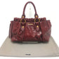 MIUMIU RT0383 ヴィッテロルクス カバン ギャザー ロゴ ハンドバッグ レザー レディース レッド