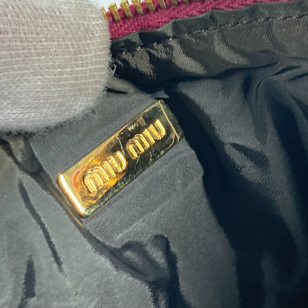 MIUMIU ロゴ カバン ストラップ付 ポーチ クラッチバッグ レーヨン レディース ピンク
