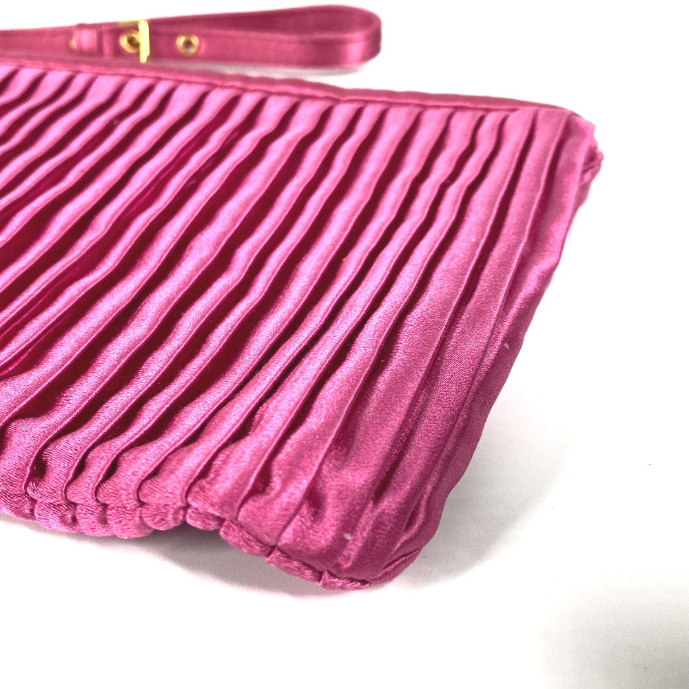MIUMIU ロゴ カバン ストラップ付 ポーチ クラッチバッグ レーヨン レディース ピンク