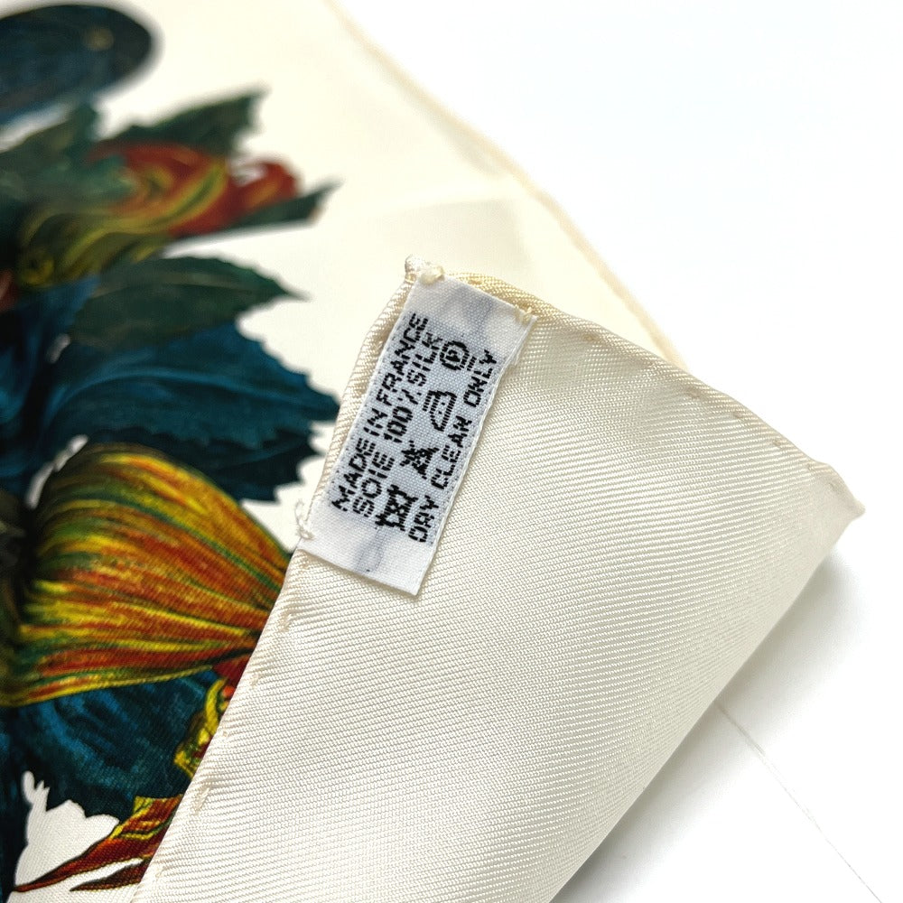 HERMES CITROUILLES &amp; COLOQU IN TES Pumpkin and Colocynth Carré 90 Scarf, Silk, Women's, White Beige, White