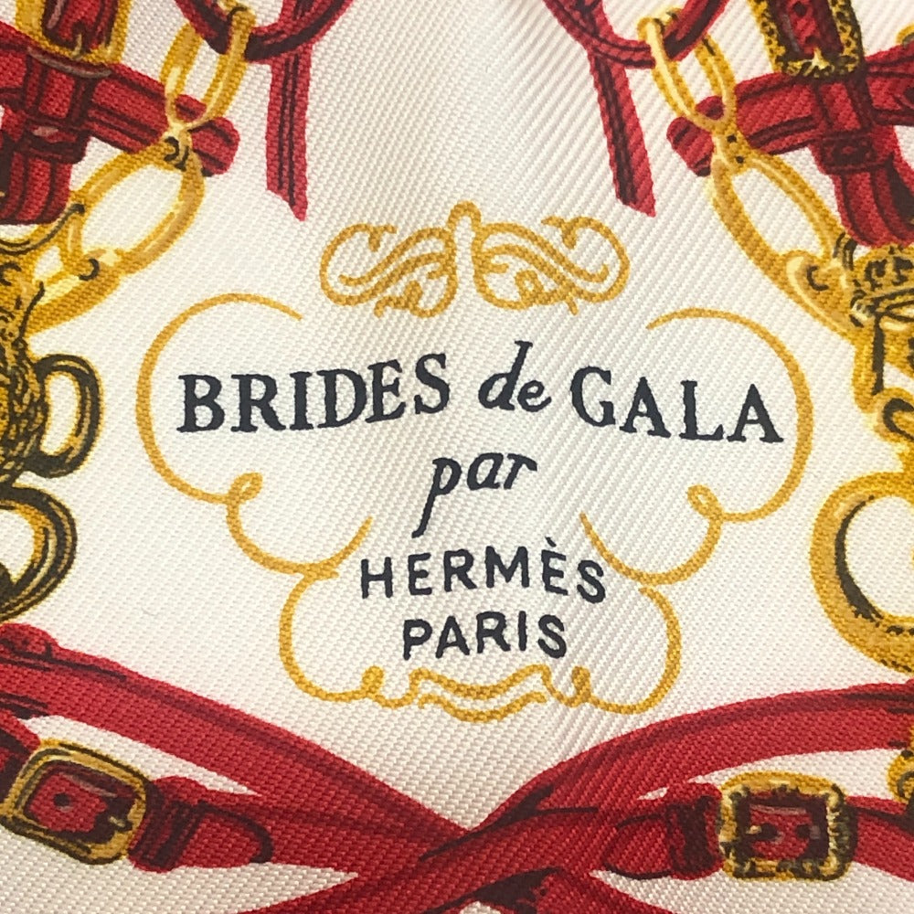 HERMES BRIDES de GALA 式典用馬勒 ナノカレ20 カレ 20 小物 ハンカチ シルク ユニセックス レッド