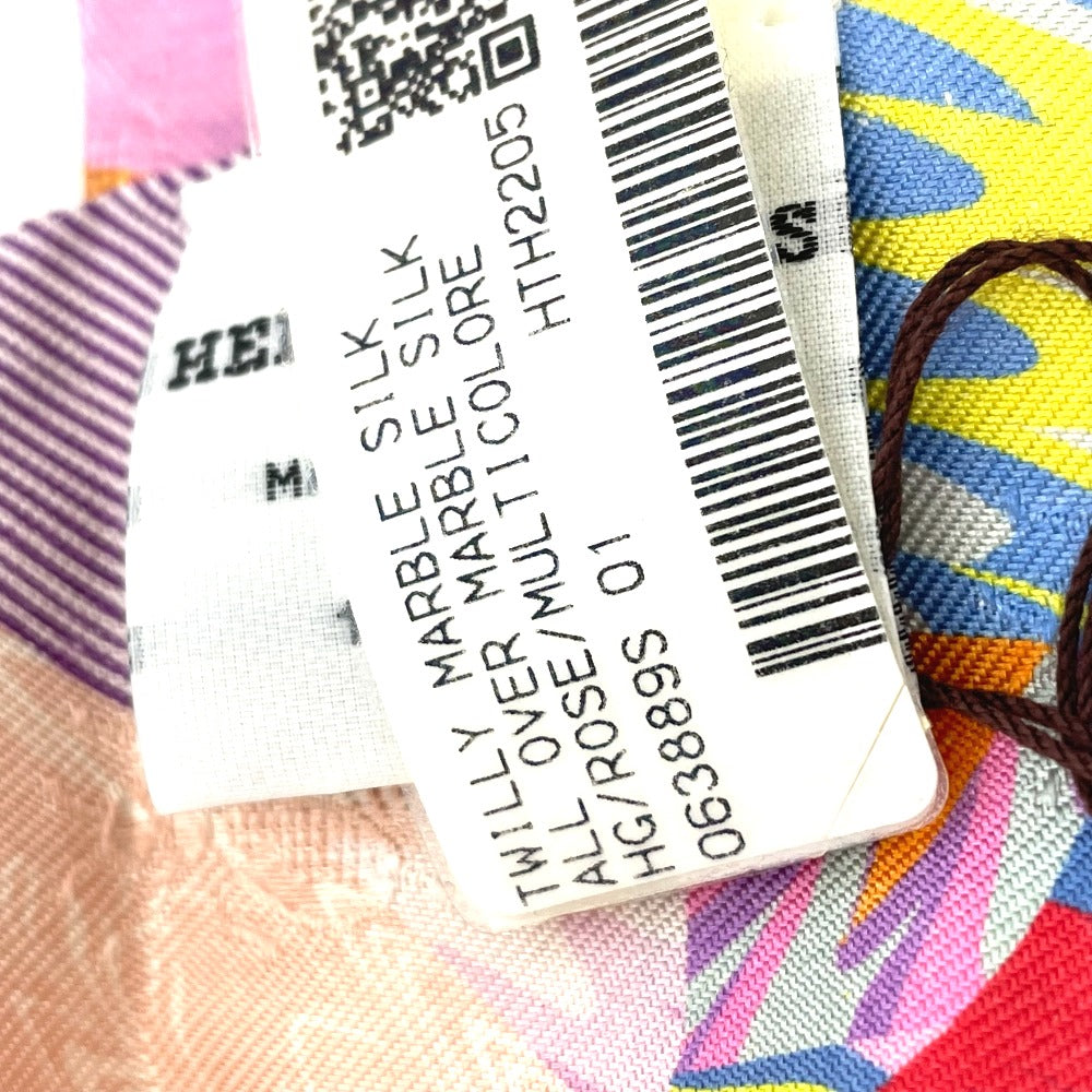 HERMES 2022 Limited Edition Kyoto Marble Twilly Bag Accessory Scarf 100% Silk Women's Multicolor
