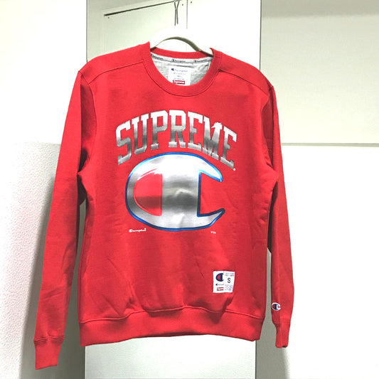 Supreme 19SS スウェット Supreme/Chanpion Chrome Crewneck スウェット 綿 メンズ レッド レッド