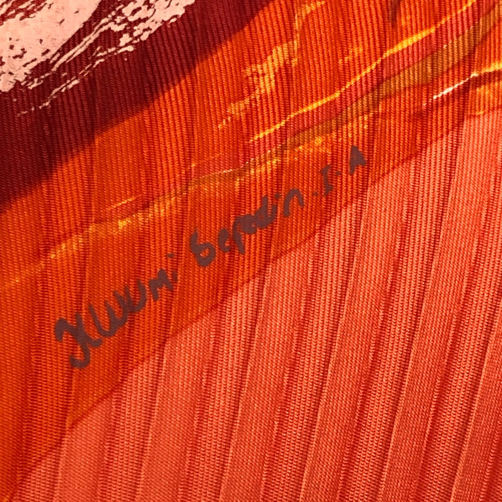 HERMES Pleated Scarf, Pleated Carré, "Smiles in the Third Millenary," Silk, Orange, Women's