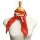 HERMES Pleated Scarf, Pleated Carré, "Smiles in the Third Millenary," Silk, Orange, Women's