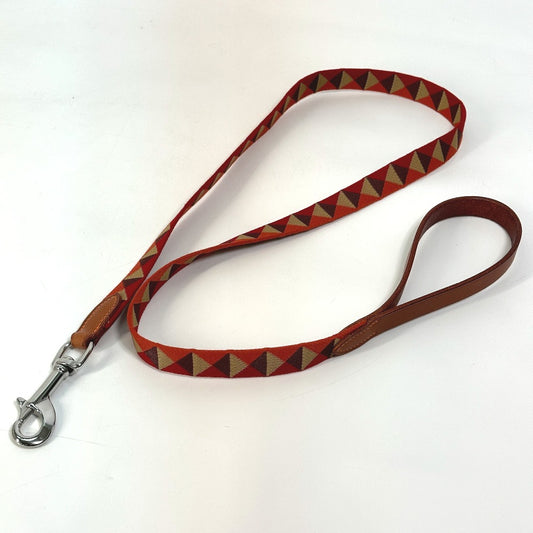 HERMES 犬用リード メドール スリム リード キャンバス/レザー レディース ダーク・アイリッシュ レッド