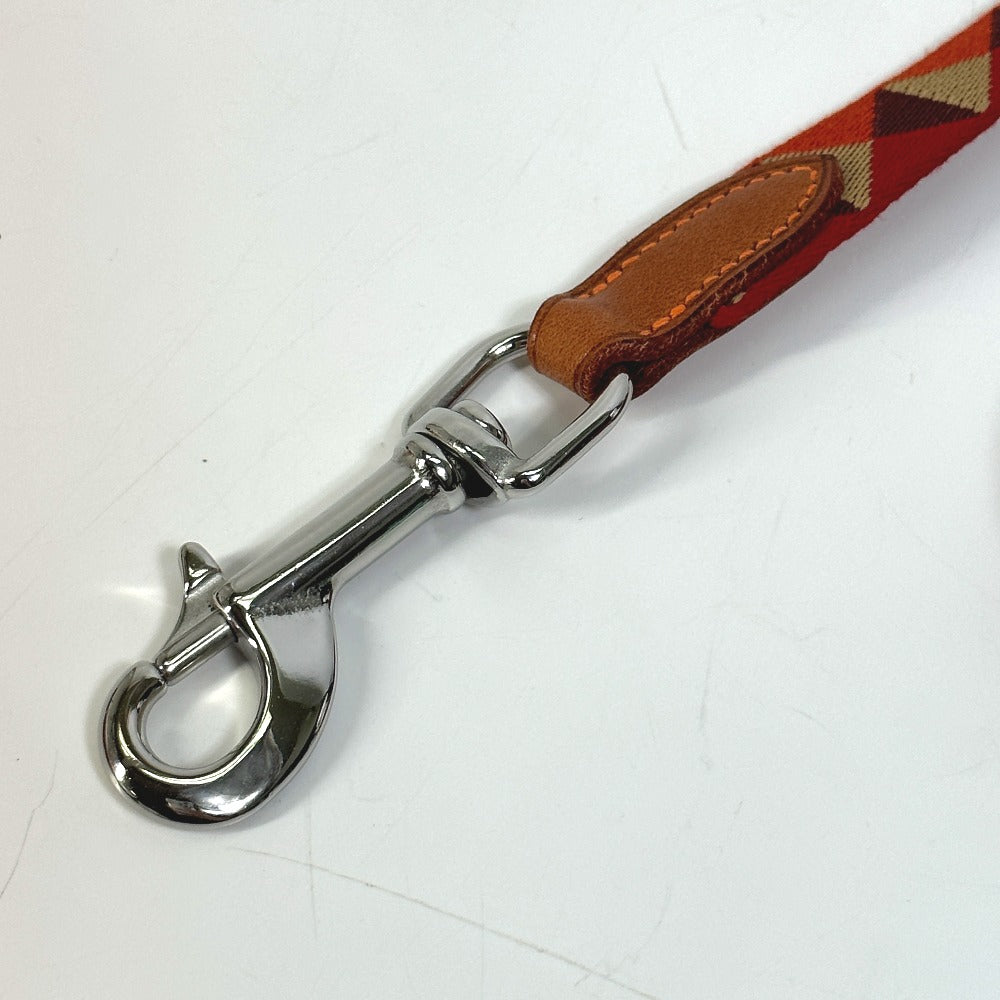 HERMES Medor Slim Dog Leash, Canvas/Leather, Women's, Dark Irish Red