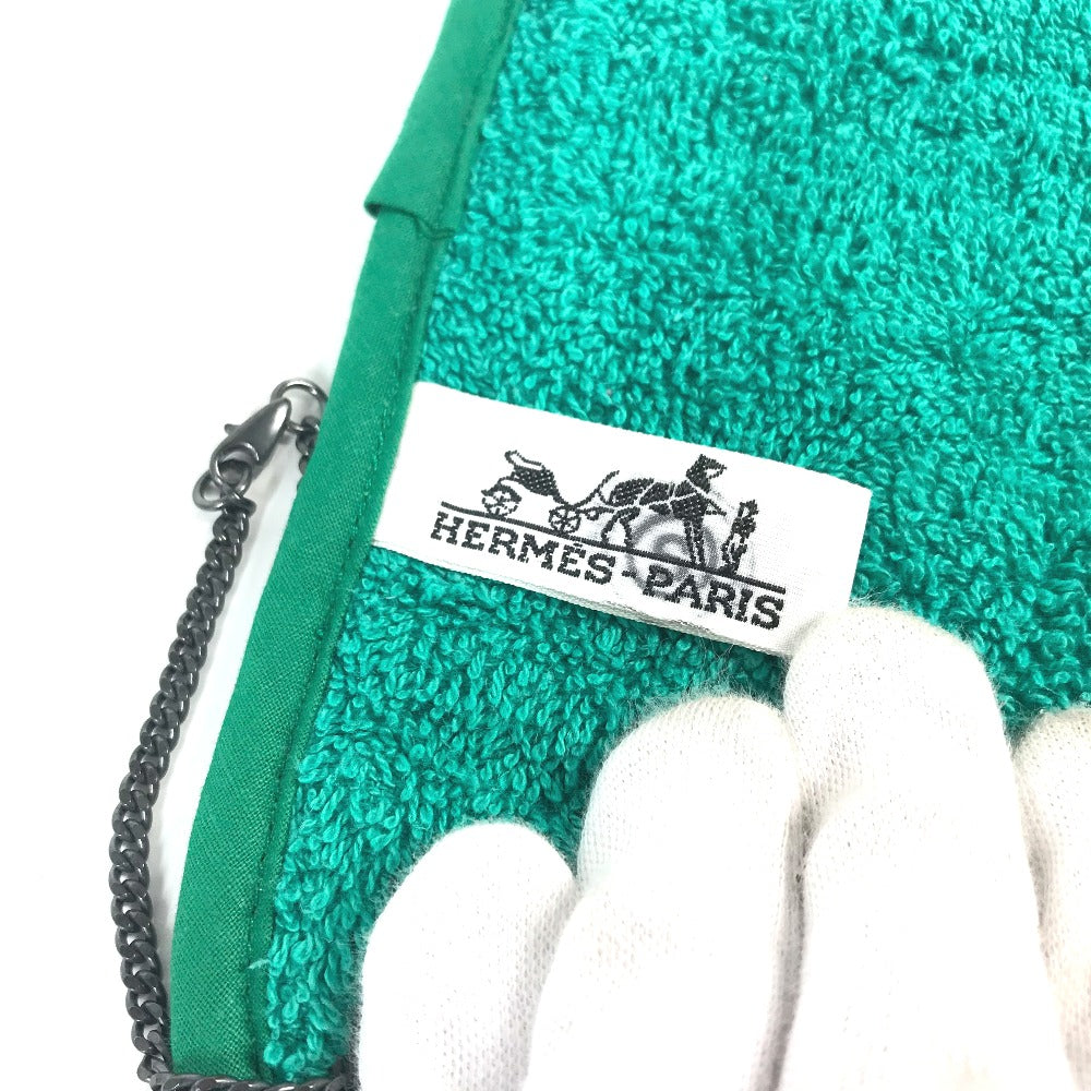 HERMES Vintage Bird Print Hand Towel, Cotton, Green, for Women