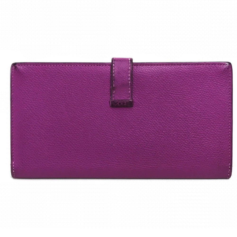 HERMES Bearn soufflet gusseted long wallet by Epson, women's, cyclamen, purple