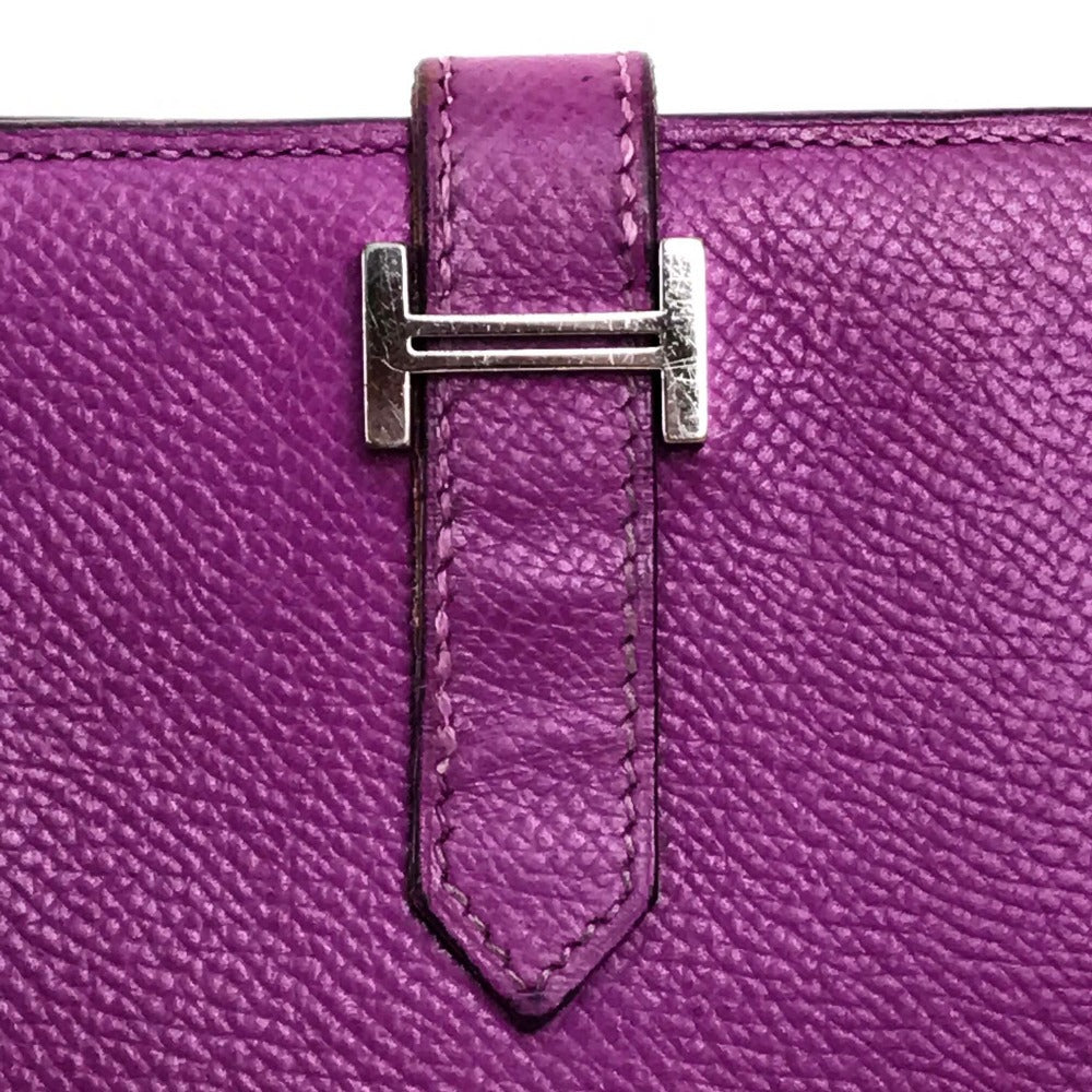 HERMES Bearn soufflet gusseted long wallet by Epson, women's, cyclamen, purple