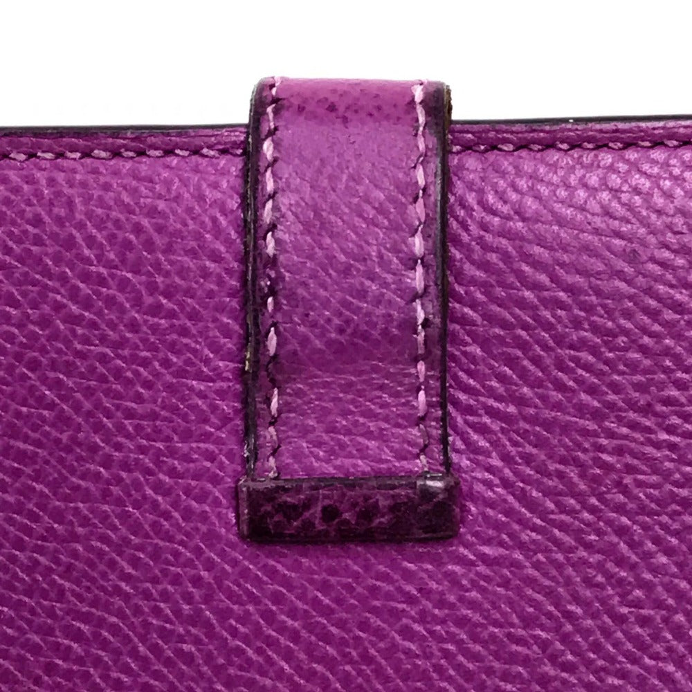 HERMES Bearn soufflet gusseted long wallet by Epson, women's, cyclamen, purple