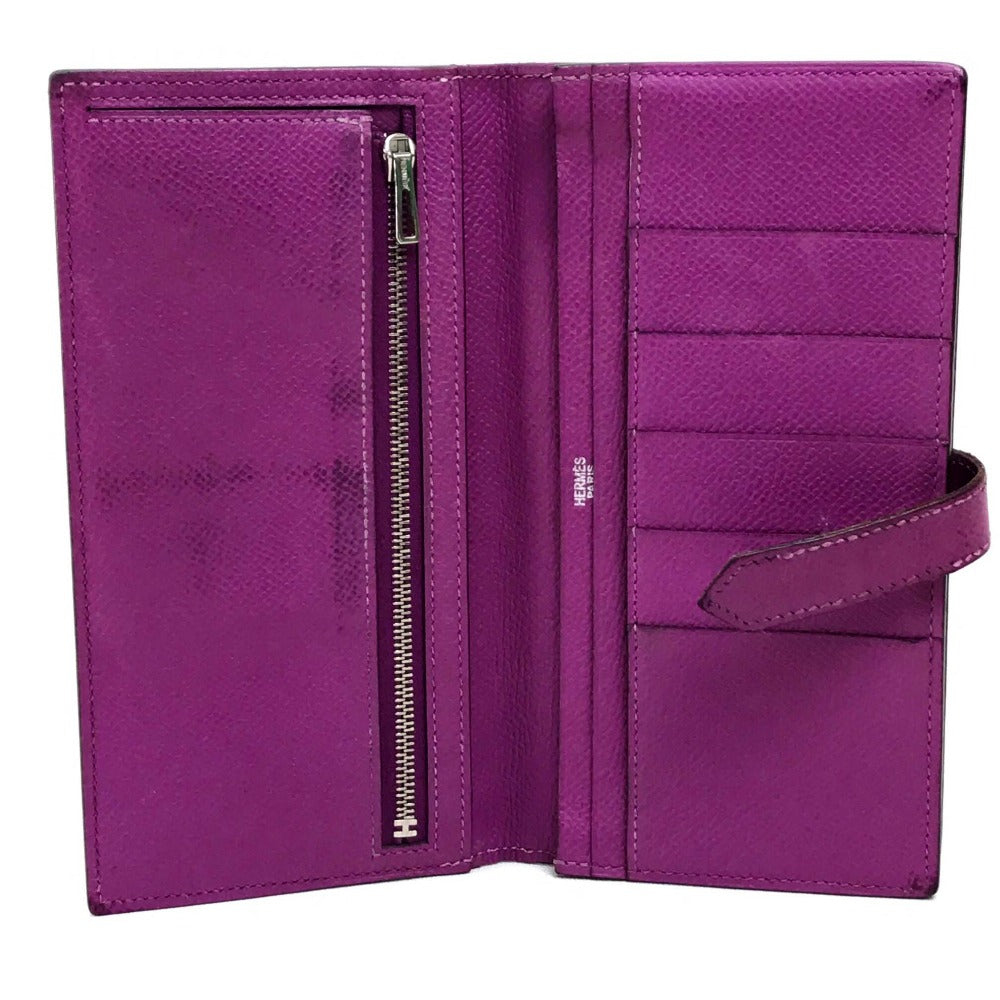 HERMES Bearn soufflet gusseted long wallet by Epson, women's, cyclamen, purple