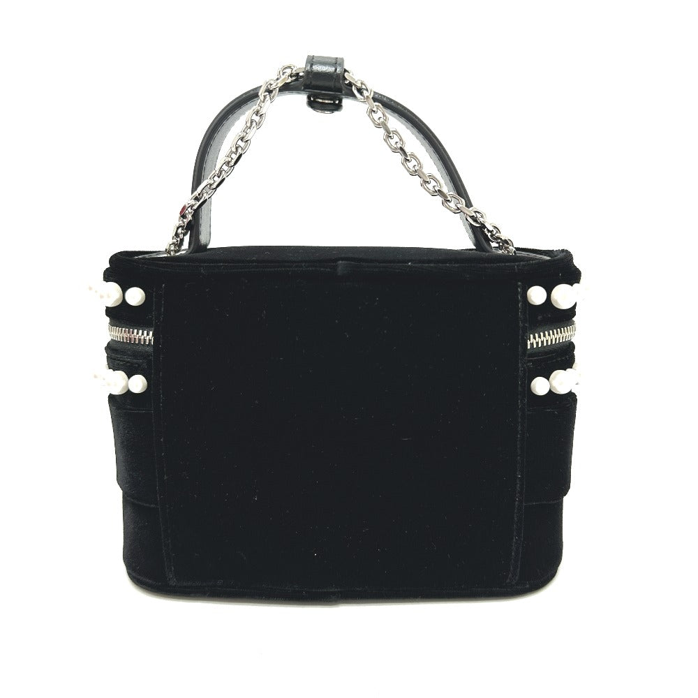 ROGER VIVIER RBWANMH70000LU クリスタル フェイクパール ヴァニティ カバン マイクロ 2WAY バッグ 斜め掛け ハンドバッグ ベルベット レディース ブラック