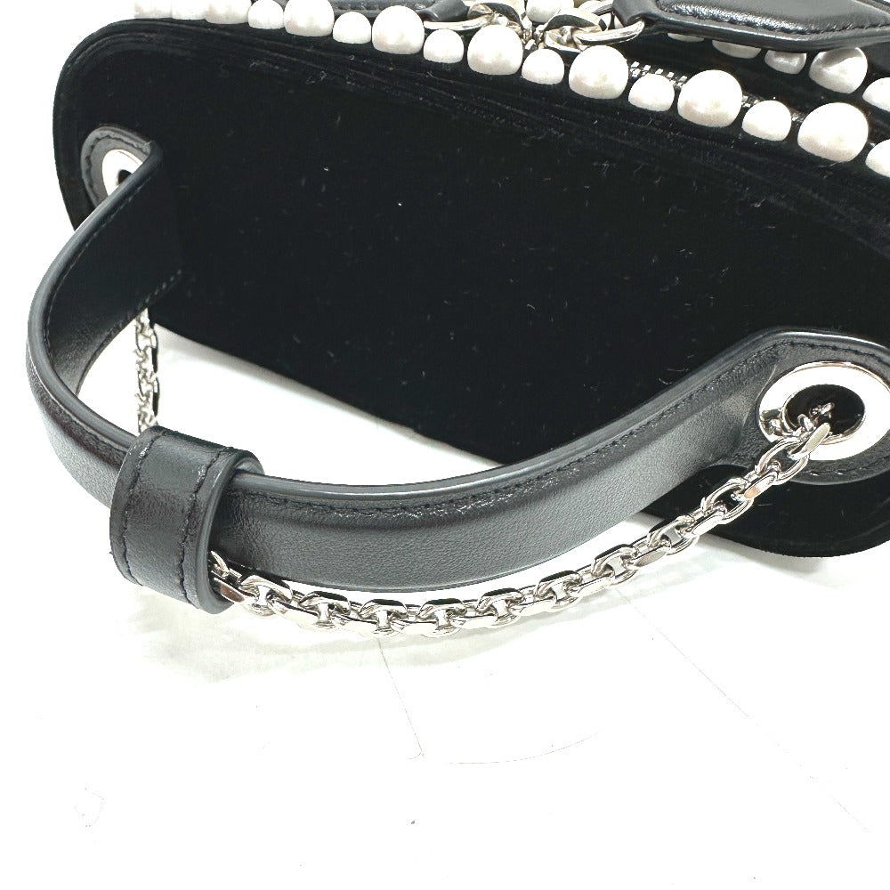 ROGER VIVIER RBWANMH70000LU クリスタル フェイクパール ヴァニティ カバン マイクロ 2WAY バッグ 斜め掛け ハンドバッグ ベルベット レディース ブラック