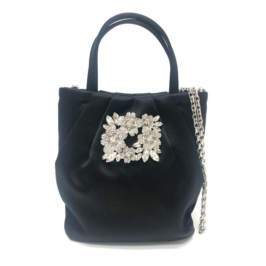 ROGER VIVIER RBWANVK0000RS0B999 クリスタル ドレープポケットブーケ ストラスマイクロ 2WAYバック ハンドバック カバン ハンドバッグ サテン レディース ブラック