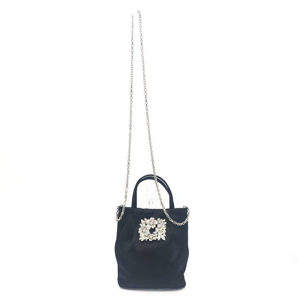 ROGER VIVIER RBWANVK0000RS0B999 クリスタル ドレープポケットブーケ ストラスマイクロ 2WAYバック ハンドバック カバン ハンドバッグ サテン レディース ブラック