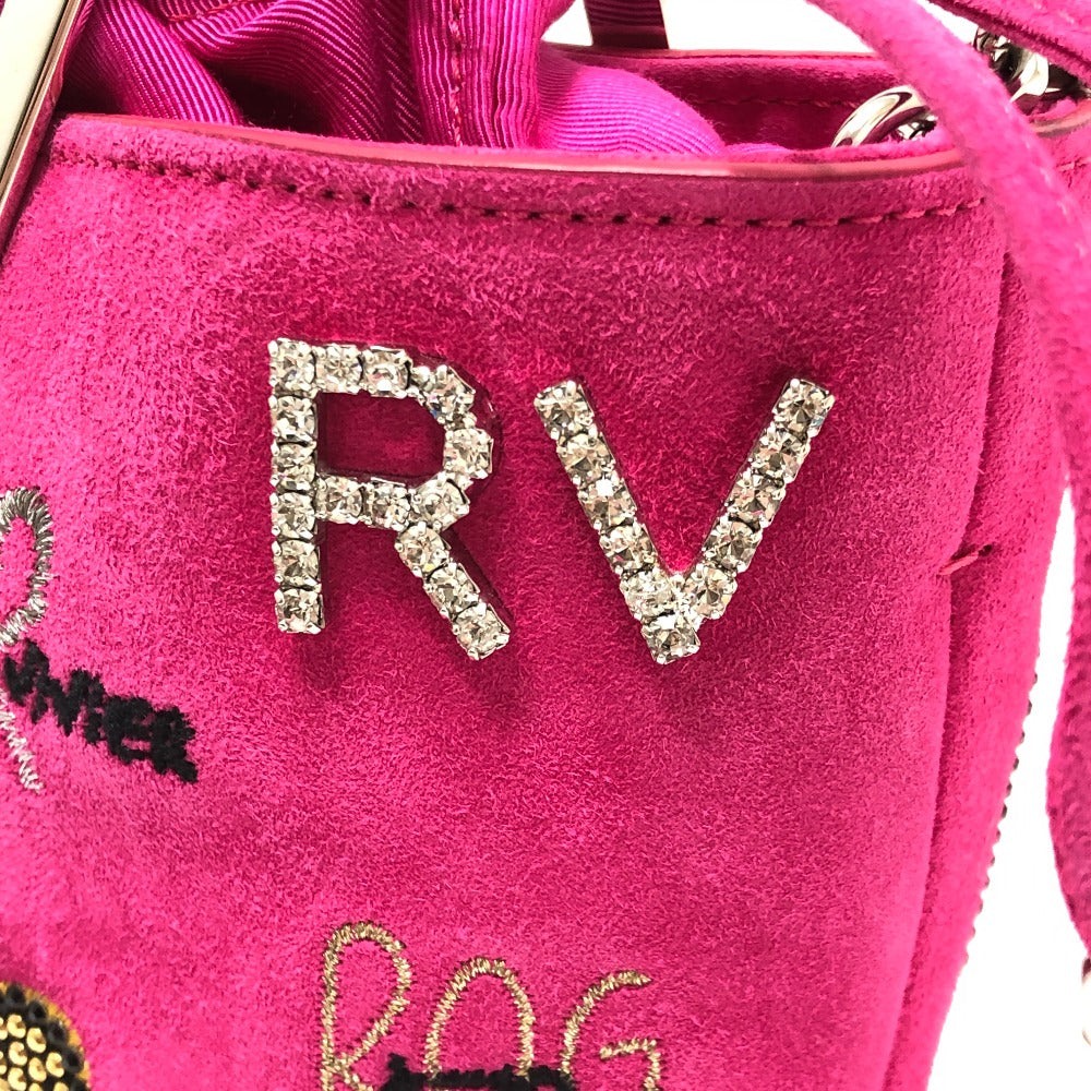ROGER VIVIER ファニーラブ 2WAY カバン チェーン ショルダーバッグ ハンドバッグ スエード レディース ピンク