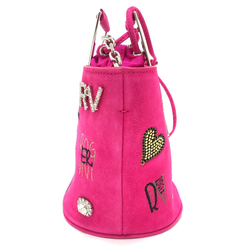 ROGER VIVIER ファニーラブ 2WAY カバン チェーン ショルダーバッグ ハンドバッグ スエード レディース ピンク